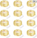 12 Pack Fairy Lights Battery Operated String Lights 7 Feet 20 Led Waterproof Christmas Lights Silver Wire Firefly Starry Moon Lights for Bedroom DIY Party Wedding Patio Christmas