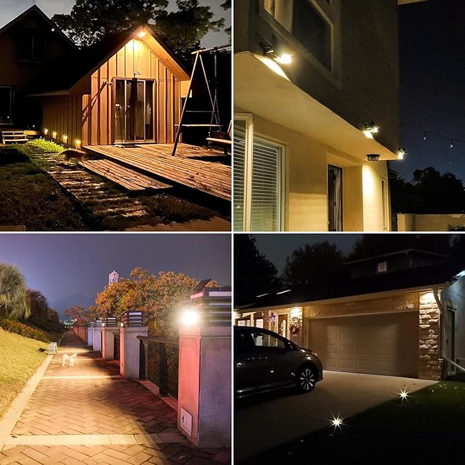 Solar Flood Lights Outdoor Dusk to Dawn Solar Light 4400mAh Waterproof LED 3000K Warm White Solar Powered Lighting for Outside, Wall, Patio