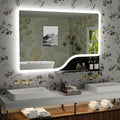 32"x 48" LED Bathroom Mirror with Shelf, 3 Colors Backlit Vanity Mirror with Lights, Wall-Mounted Large Bathroom Mirror with Lights, Smart Mirror with Anti-Fog, Stepless Dimmable, Memory (ETL)