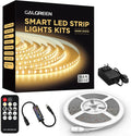 Warm White LED Strip Lights, 16.4ft Smart LED Light Strip 3500K with Dimmable Remote & Adapter, Strong Adhesive, 600 LEDs Flexible Tape Lights for Vantiy Mirror, Kitchen Cabinet, Bedroom