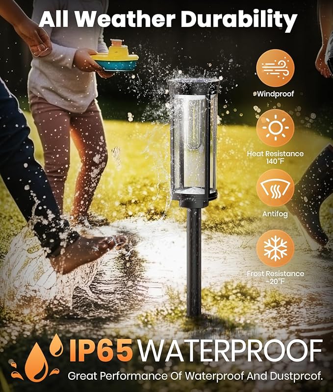 Solar Pathway Lights Outdoor, Bright Solar Lights Outdoor, IP65 Waterproof Landscape Lighting for Yard Patio Walkway Driveway Pathway (Warm White (Cylinder), 12 Pack)