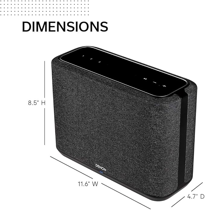 Denon Home 250 Home Stereo Wireless Speaker (Black), Bluetooth Wireless, 0.75" Tweeters, 4" Bass Drivers, 5.25" Passive Radiator, HEOS Built-in, AirPlay 2, Multi-Room Streaming, Simple Setup