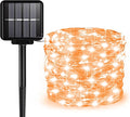 Solar String Lights Outdoor, 33 Feet 100 LEDs 8 Modes Solar Fairy Lights for Outside, Waterproof Outdoor Light for Patio Yard Christmas Tree Halloween Wedding Party Decorations, Orange