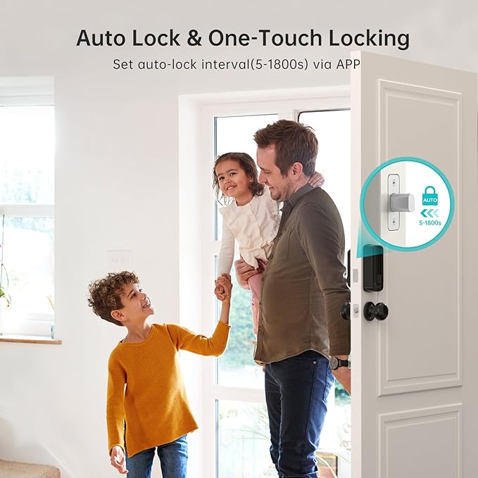 WiFi Smart Door Lock Set: Hornbill Keyless Entry Door Lock Deadbolt with Handle Set Fingerprint Front Door Lock with 2 Knobs Alexa Bluetooth Remote Code Auto Lock for Home Hotel Security Black