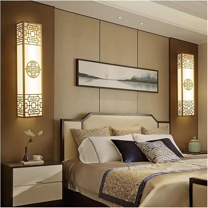 Chinese Style Bedroom Wall Lamp Strip Shaped Zen Background Wall Light Living Room Hallway Stairs Hotel Wall Sconces,Suitable for The Living Room