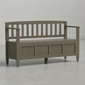 SIMPLIHOME Brooklyn Entryway Storage Bench - 48 inch Wide Solid Wood Storage Seat in Aged Grey, Contemporary Bench for Entryway or Living Room with Lift-Up Lid and Slatted Backrest
