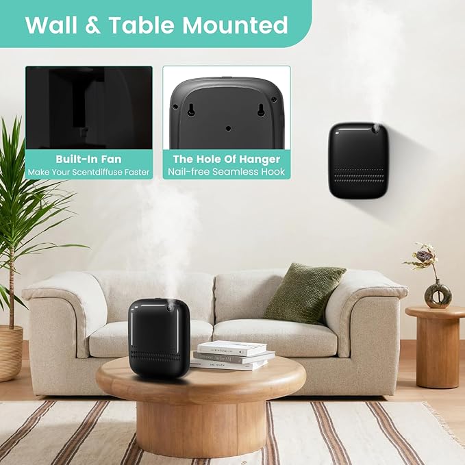 2026 Upgraded 2000 Sq.Ft Coverage HVAC Waterless Essential Oil Diffuser with Bluetooth Control, 400ML Smart Scent Air Machine for Home, Hotel, Whole House, Cold Air Tech (No Oils) Black