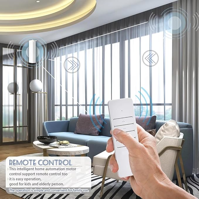 Pre-Assembled Motorized Curtain Track with Remote, 1.8N Automatic Curtain Opener System, Dry Contact Electric Curtains for Smart Home & Commercial Automation (7 meters (275.6 inches))