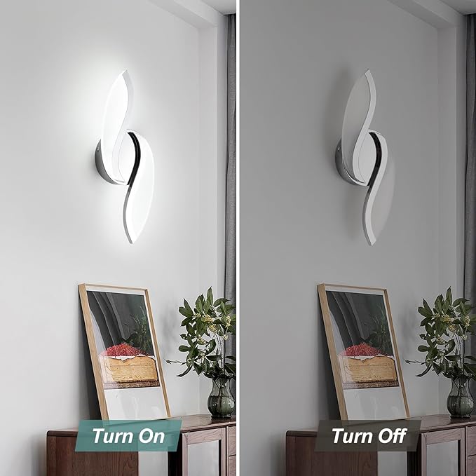 ADISUN Modern LED Wall Light, 14 Inch Indoor Wall Sconces, Acrylic, Hardwired, 6000K Cold White Light, Wall Lamp for Bedroom Bedside Hallway Stairway Wall Light Fixtures(Chrome)