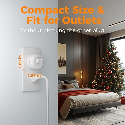 Smart Plug, TESSAN WiFi Timer Outlet Compatible with Alexa and Google Assistant, Smart Outlet with Timer & APP Remote Control, No Hub Required, 2.4G WiFi, 4 Pack