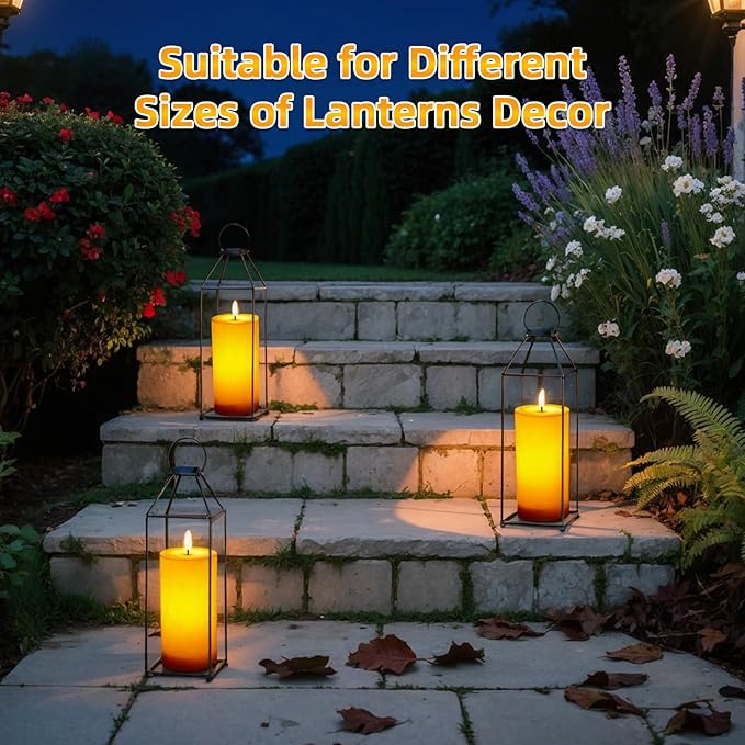 IMAGE 4"x8" Waterproof Rechargeable Flameless Candles with Timer & Remote Control, Fake LED Pillar Plastic Candles Light for Outdoor, Lanterns, Porch, Flickering & Long Lasting, Set of 2