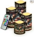 We the People Flameless LED Candles American Flag Bald Eagle Lamp Battery Operated Flickering Timer 250th Anniversary Candle Aesthetic Cozy Minimalist Home Decors Set of 4