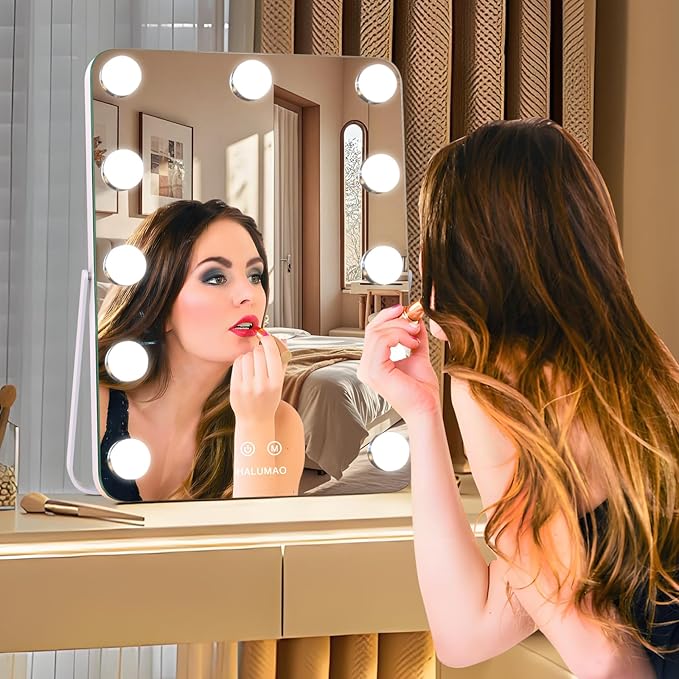 14.6" Vanity/Makeup Mirror with Lights, Hollywood Mirror with 11 Dimmable LED Bulbs,3 Color Modes,Touch Control