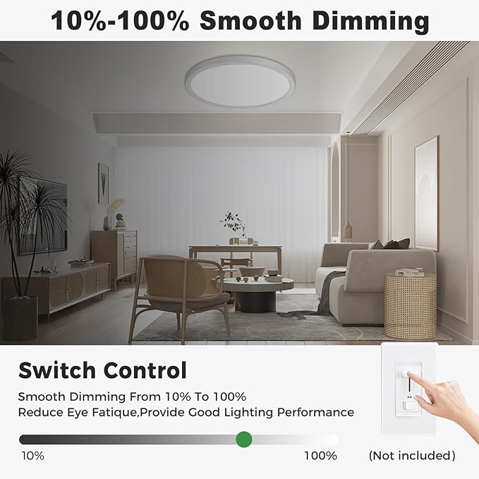 zemty 4Pack LED Flush Mount Ceiling Light, 9Inch 18W Dimmable Ceiling Lights Fixture, 5 Color Temperatures (3000K-6500K) White Round Ceiling Lamp for Bedroom, Kitchen, Hallway,Bathroom