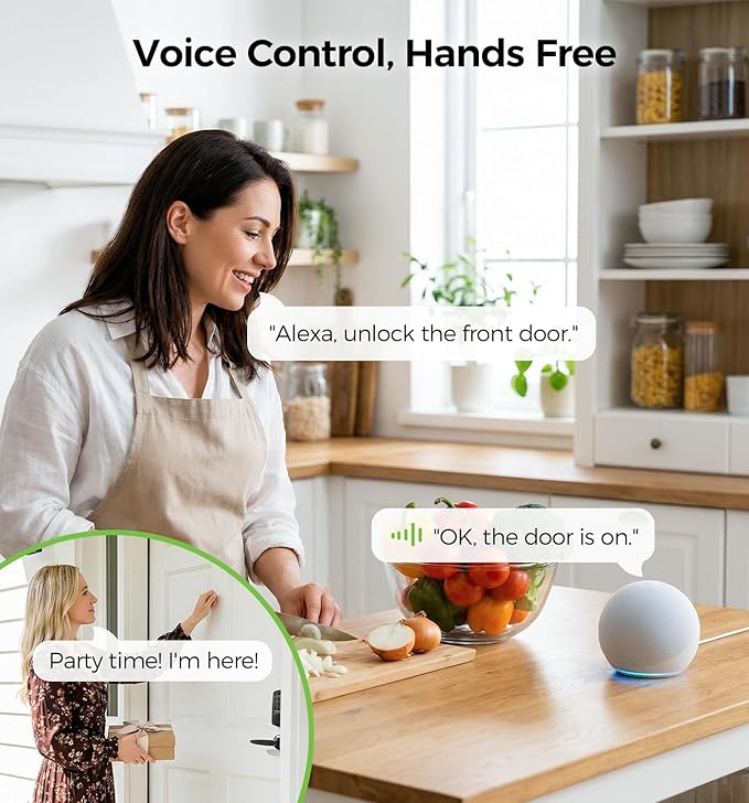 WiFi Smart Door Locks for Front Door Lock Set with 2 Lever, Keyless Entry Keypad Door Lock with Handle, Works with Alexa & Google Assistant, APP Remote Control, Voice & Fingerprint Unlock, AutoLocking