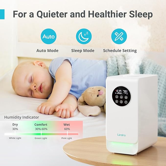 6L Smart Humidifier for Large Room, Warm & Cool Mist with Top Fill Design, Alexa & App Control, Essential Oil Compatible, Ideal for Bedroom and Plants
