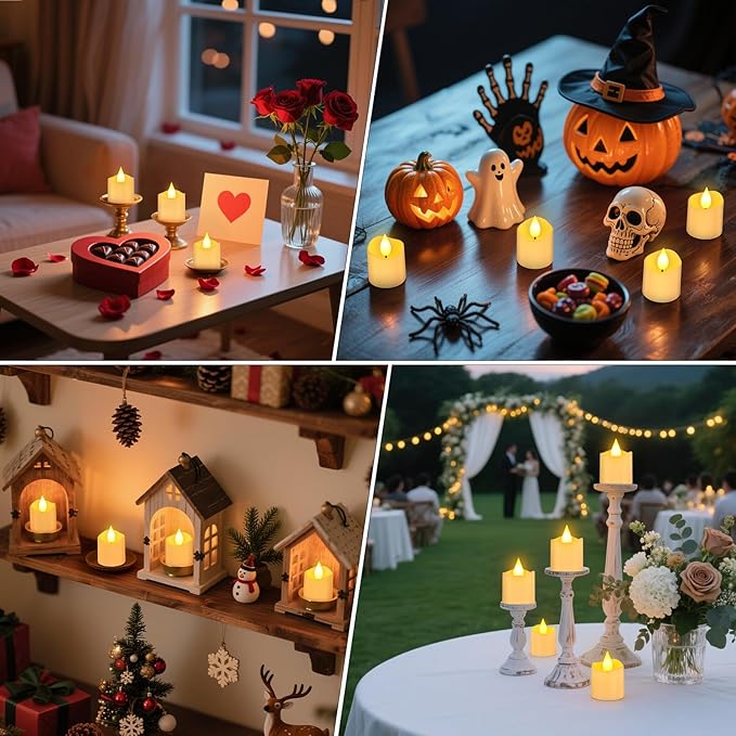 Ymenow Flameless Candles with Remote Timer & Charging Base, 12pcs Rechargeable Battery LED Votive Tea Lights Candles Flickering for Wedding Home Table Party Dinner New Years Valentines Day Decor