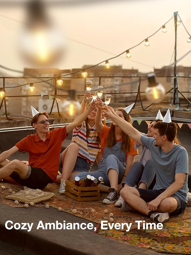 addlon 100FT(2-Pack*50FT) Outdoor String Lights, G40 Globe LED Patio Lights Waterproof with 54 Shatterproof Bulbs(4 Spare), ETL Dimmable Outside Hanging Lights Connectable for Yard Garden Backyard