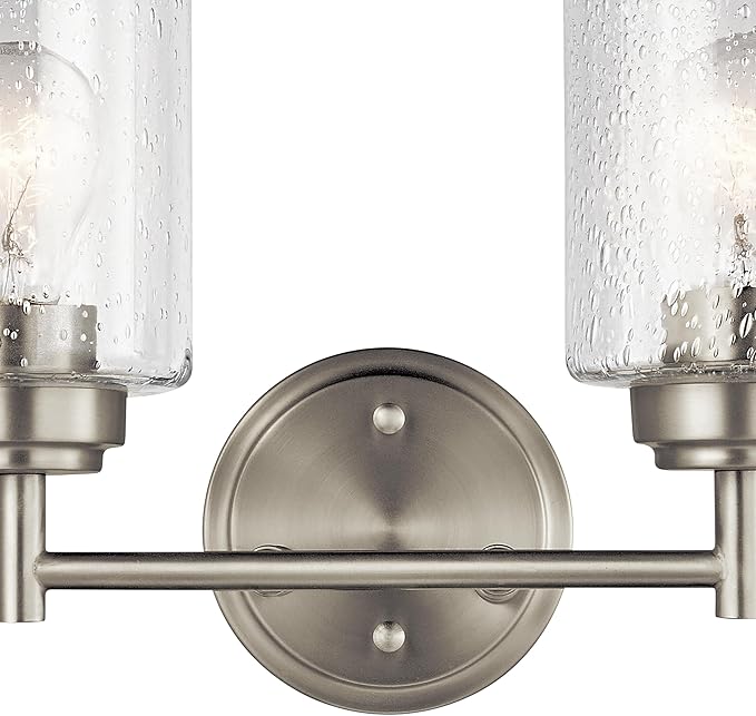 Kichler Winslow 12.75" Vanity Light in Brushed Nickel, 2-Light Transitional Bathroom Light with Clear Seeded Glass. (12.75" W x 9.25" H), 45885NI