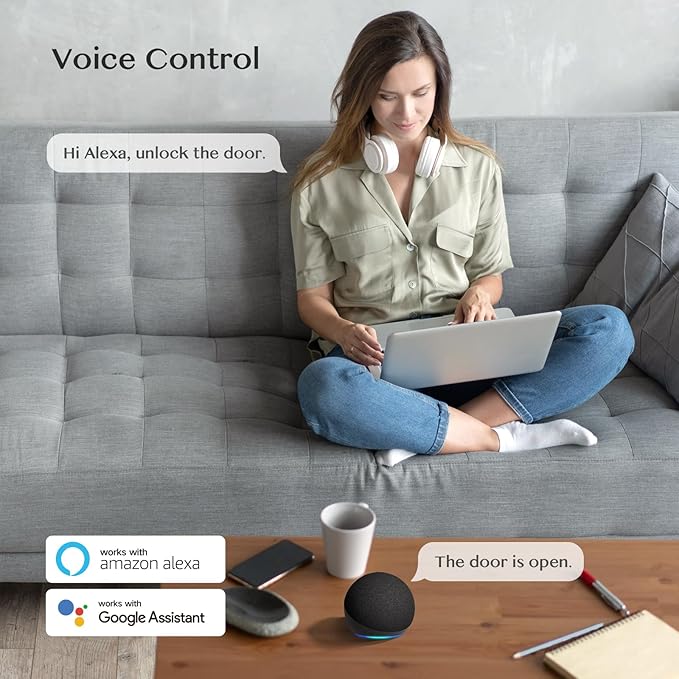 WiFi Gateway for YR01 YR05 Smart Lock with Handle,Compatible with Nice Digi App, Remotely Control Keyless Entry Door Lock,Compatible with Alexa to Voice Control Smart Door Lock