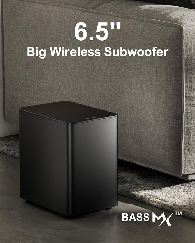 ULTIMEA 7.1Ch Soundbar with Dolby Atmos, APP Control, Surround Sound System for TV, 4 Wired Surround Speakers, Sound Bar for TV with 6.5" Wireless Subwoofer, Soundbar for TV, Poseidon D80 Upgraded