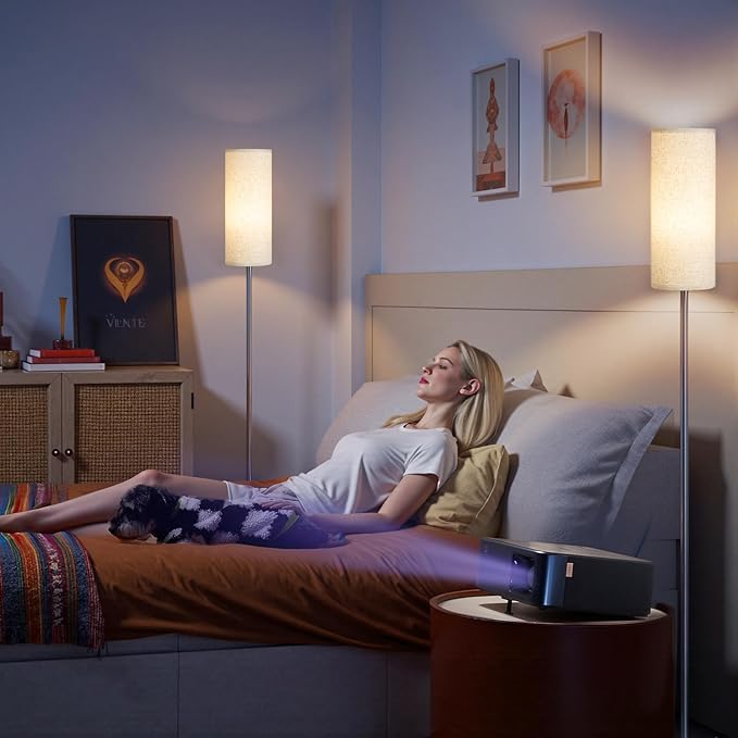 64.4” Dimmable Floor Lamp for Living Room with Remote and Foot Switch, Modern Standing Tall Lamp, Corner Floor Lamp for Bedroom, 10W 900LM LED Bulb Included, 3000K-6500K, Beige, FCC Listed E06LD05W1