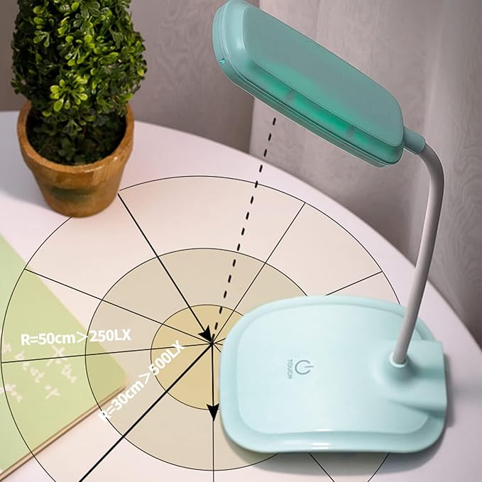 LED Desk Lamp, Touch Control Three Level Color Temperature USB Charging Table Study Lamp Portable Reading Light for Home Bedroom Dorm Study Office(Cyan)