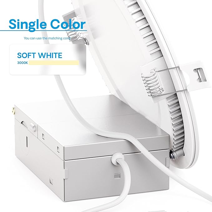 INFIBRITE 6 Inch 3000K Warm White 12W 1050LM Thin LED Ceiling Light Kit, Dimmable, Wet Rated