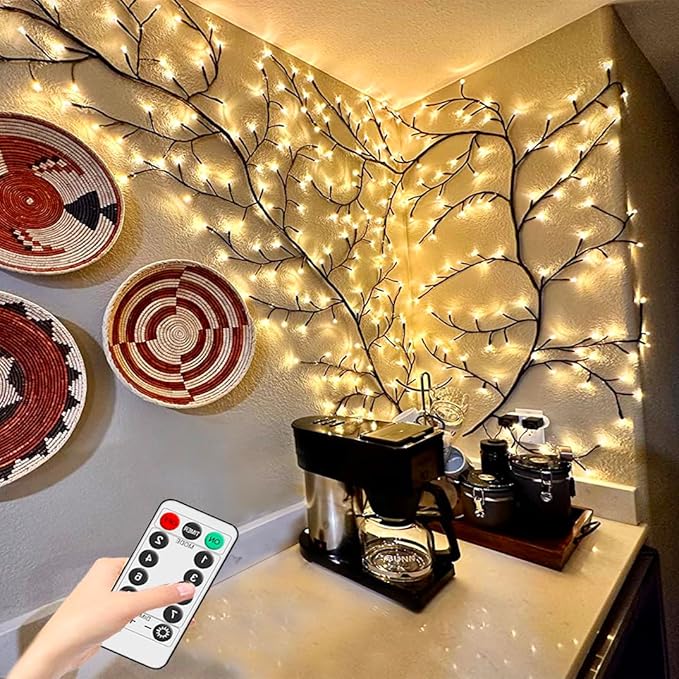 2PCS Vines for Room Decor with Remote, 7.5Ft Christmas Decorations Indoor Home Decor Artificial Plants Twinkling Tree Branches, 8 Modes Enchanted Willow Vine Lights for Bedroom Walls Living Room