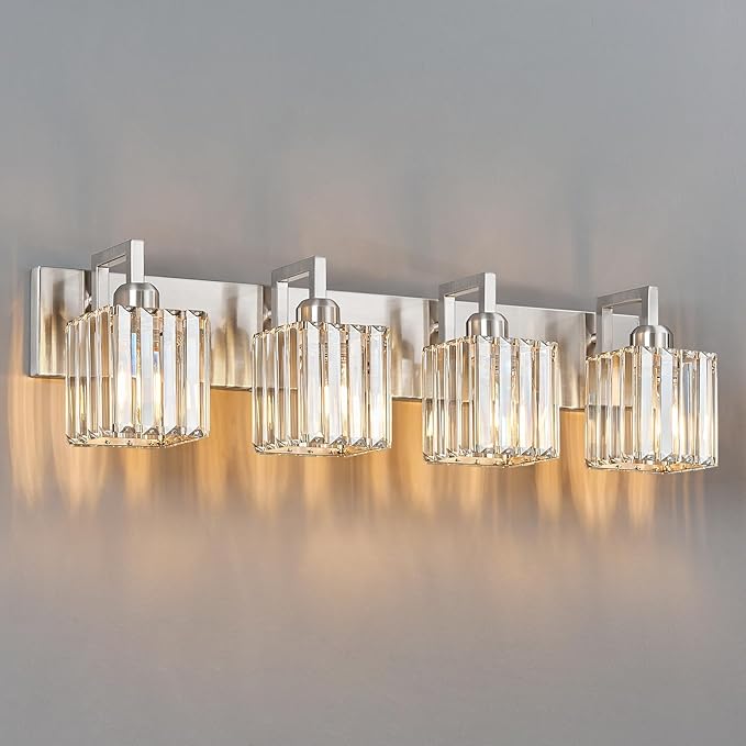 19.5" KnurledBrassWallSconcesSetof2,BronzeBathroomVanityLightFixtureswithWaterRipplesGlassTube,ModernLampforBedroom,LivingRoom,Hallway,Staise,Mirror,Kitchen