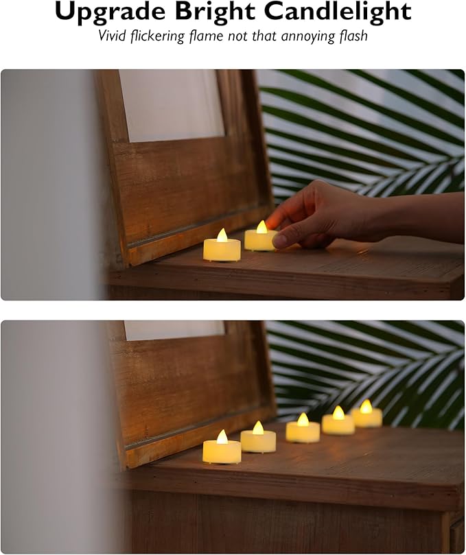 BEICHI Flameless Candles, 100Pack Battery Operated Candle, LED Tea Lights Candles Battery Operated, Flickering Fake Votives for Wedding Party Home Decor- Warm White, Ivory Base
