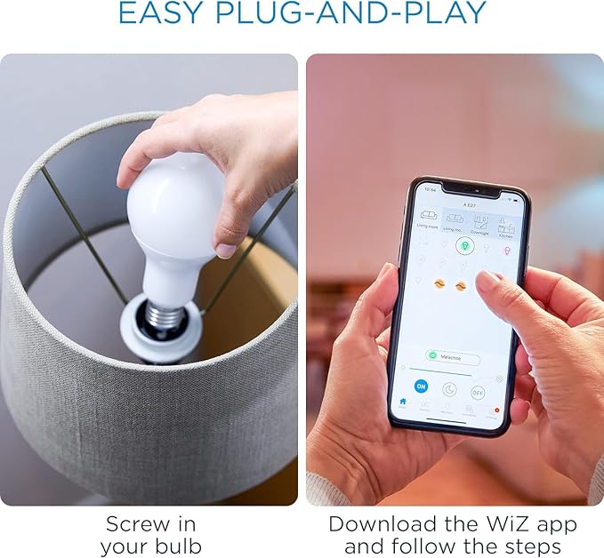 WiZ 100W Eq. (14.5W) A21 Daylight (5000K) LED Smart Bulb - Pack of 3-1600 Lumen- E26 - Indoor - Connects to Your Existing Wi-Fi - Control with Voice or App - Activate with Motion - Matter Compatible