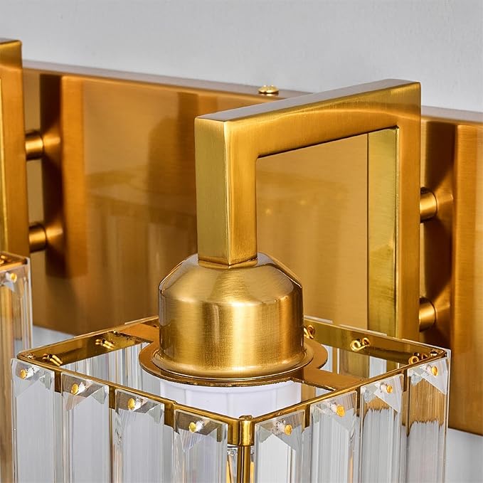 19.5" KnurledBrassWallSconcesSetof2,BronzeBathroomVanityLightFixtureswithWaterRipplesGlassTube,ModernLampforBedroom,LivingRoom,Hallway,Staise,Mirror,Kitchen