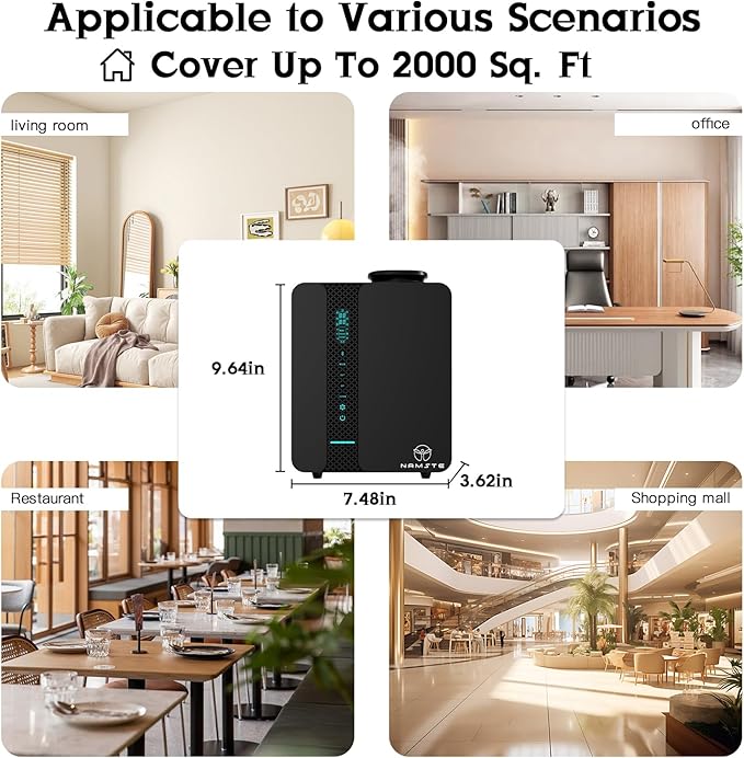 Diffusers for Home - Waterless Essential Oil Diffuser Smart LCD Touch & APP Control 2000 Sq.Ft, Home Diffuser 200ML Oil Level Monitoring for Large Room, Hotel, Office, Luxurious Metal