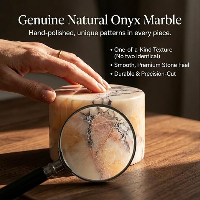 DDRIC Marble Lamp Night Light Touch, Onyx Marble Touch Light with Tap Control, Dimmable Rechargeable Marble Table Lamp for Bedside Table Desk Bedroom Night Light Decor (1PC)