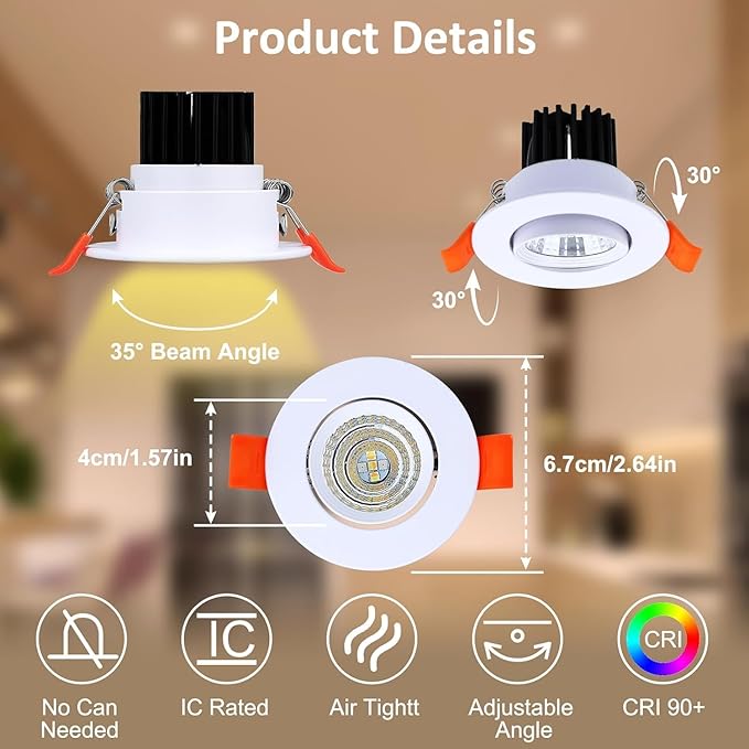 Smart Recessed Lighting 2 Inch, WiFi LED Downlight 5W 120V, RGBCW Color Changing LED Recessed Ceiling Light, COB Dimmable 2700K-5000K, Compatible with Alexa/Google, Can Lights with Driver, 1 Pack