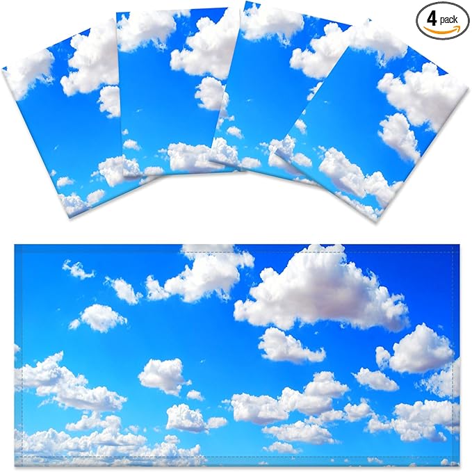 4 Pack Fluorescent Light Covers for Ceiling Lights -Magnetic Cloud Cover for Fluorescent Or LED Fixture 2ft x 4ft Classroom,Home,Office Decoration Filters Overhead Lighting-white clouds