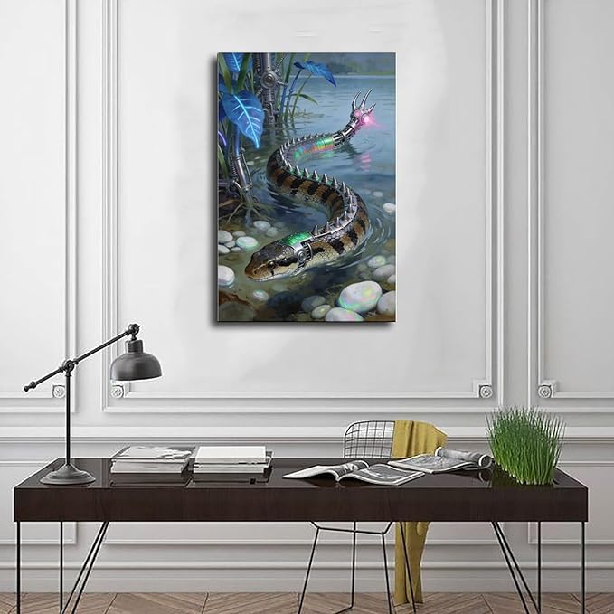 Framed Futuristic Nature Wall Art for Modern Living Room Creative Sci Fi Style Interior Decor 08x12inch(20x30cm)