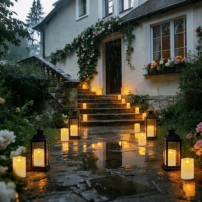 Flameless Candles 4" 5" 6" Outdoor Indoor Pillars Battery Operated Flickering Candles Include 8-Key Remote Timer 400+ Hours by 2 AA Batteries (White Candle - Warm Light, 6 Pack)