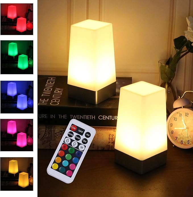 WRalwaysLX Motion Sensor Table lamp (2 Remote Silver Square)