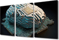 TUMOVO Modern Decor Brain and Computer Chip Pictures AI Posters and Prints 3 Panel AI Canvas Wall Art for Living Room House Decoration Giclee Ready to Hang Gallery-Wrapped, 36" Wx24 H
