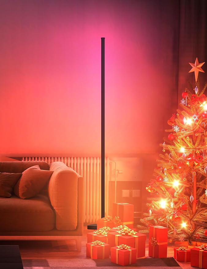 MIHEAL RGB Corner Floor Lamp, 57.5" Color Changing LED Corner Lamp with APP Control, Modern Standing Lamp with Music Sync and 16 Million DIY Colors, Heavy Base for Bedroom Living Room Gaming Room