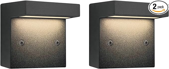 GKOLED 2-Pack Low Voltage LED Deck Lights, Landscape Step Wall Stair Railing Post Lighting with 3W Integrated LED Chips, IP65 Waterproof for Outdoor, Die-cast Aluminum, Black Powder Coated Finish