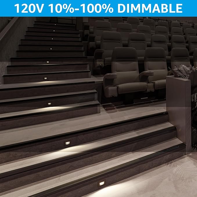 LEONLITE 3CCT LED Step Lights 120V-277V, 150LM 2.5W Dimmable Horizontal Stair Lights Indoor Outdoor IP65, CRI90 & ETL, 2700K3000K4000K Selectable Zinc Alloy Staircase Lights, Oil Rubbed Bronze, 3 Pack