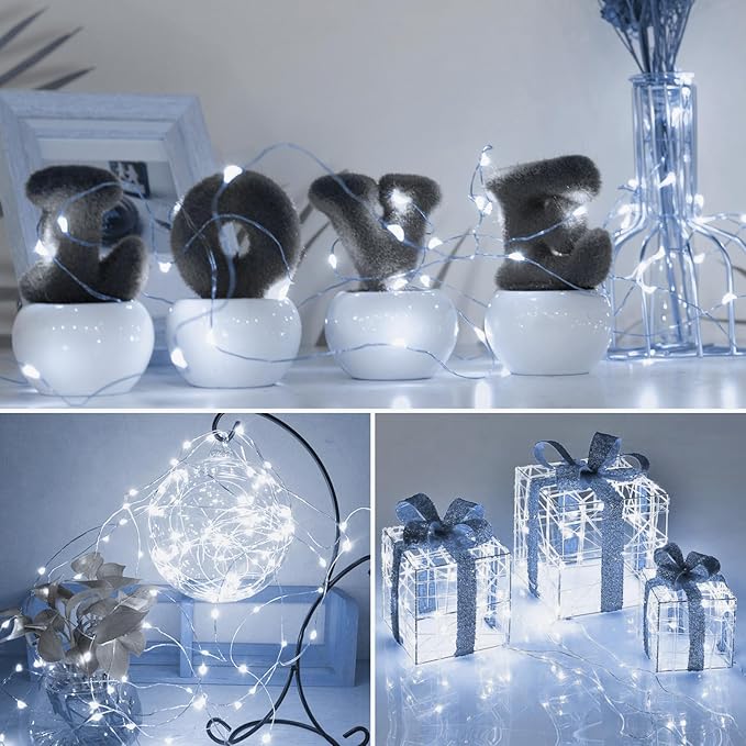 kolpop 6 Pack LED Fairy Lights Battery Operated, Mini Twinkle String Lights Battery Powered Waterproof for Christmas Mason Jars Party,Cool White