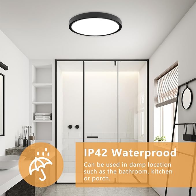 4PK 12 Inch LED Flush Mount Ceiling Light, 24W, 2520LM, 3000K/4000K/6000K CCT Selectable Super Slim LED Ceiling Light, Close to Ceiling Round Flat Panel Light for Hallway, Bedroom,Kitchen ect