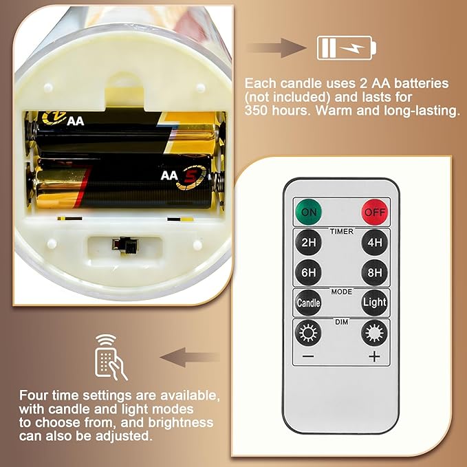 Gold Flameless LED Candles with Remote & Timer, 3-Piece Flickering Pillar Candle Set, Realistic Flame Effect, Adjustable Brightness, Battery Operated Candles for Home Decor, Wedding & Holiday
