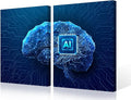 3 Pieces Framed Chip Integral Canvas Prints Wall Art for Home Decor Technology Brain Pictures Print On Canvas for Office Posters Living Room Decoration Ready to Hang,24" Wx16 H