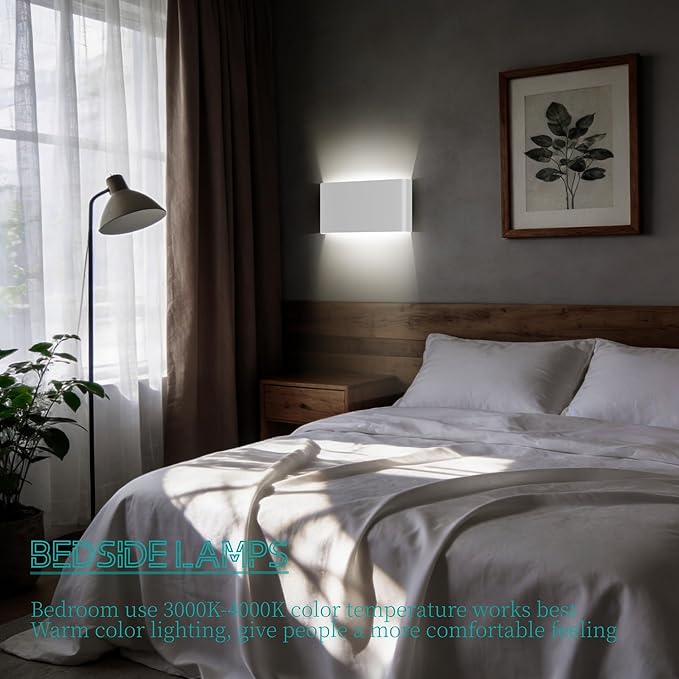 Modern LED Wall Sconce, 15W 5CCT 3000K-6500K, Dimmable Up Down Light, Hardwired Indoor Wall Light Fixture for Bedroom Hallway, 11 in, Sandy White (1 Pack)