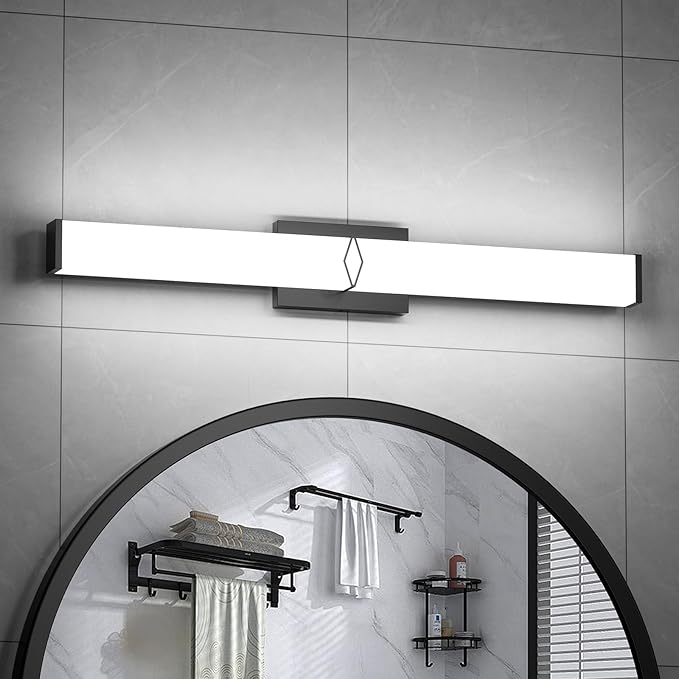 Bathroom Vanity Light,32inch 5CCT Modern Dimmable Bathroom Light Fixtures Over Mirror,32W 3600LM Lighting Bar Fixture,Black LED Vanity Lights,2700K/3000K/4000K/5000K/5700K,ETL Certified